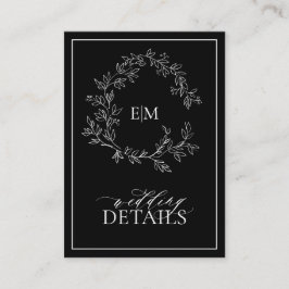 Information om Black White Leafy Vapensköld Monogr Tilläggskort