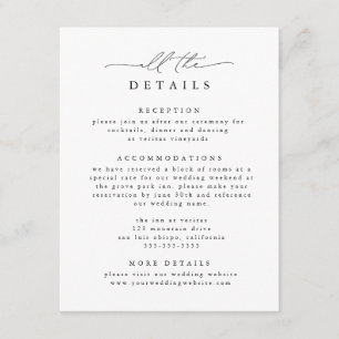Information om Black & White Modern Elegant bröllo Tilläggskort