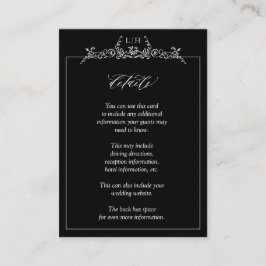 Information om Black White Monogram Blommigt Gräns Tilläggskort