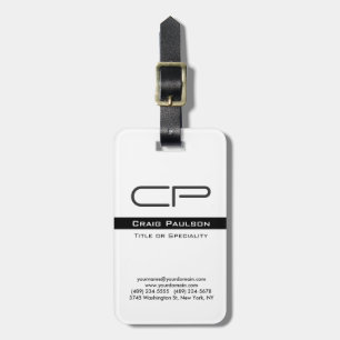 Information om Black White Monogram Namn Adress Bagagebricka