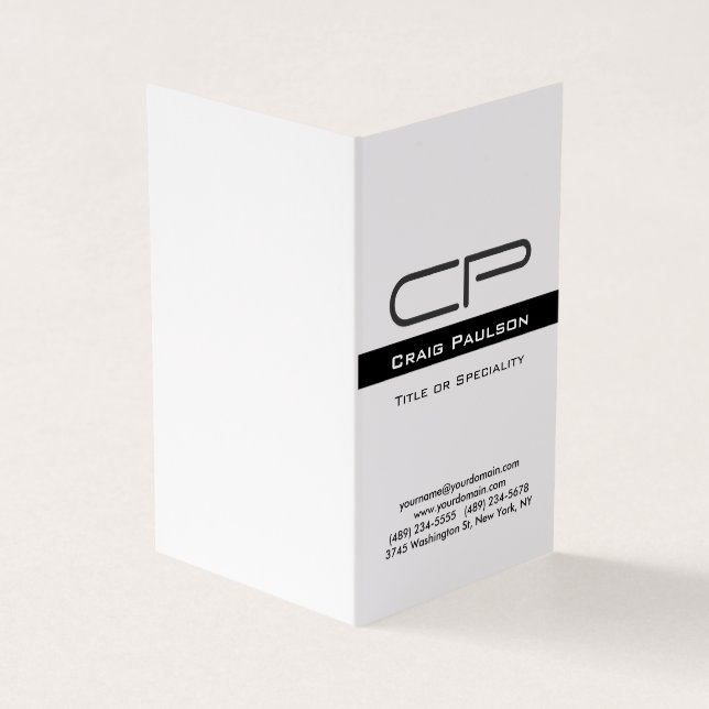 Information om Black White Monogram Namn Adress Visitkort (Utsida)