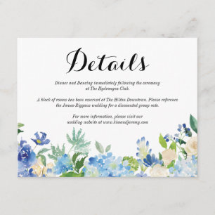 Information om blått Grönt Hydrangea Flower Bröllo Tilläggskort