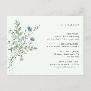 Information om blek Grönt Elegant Wildblomma Bröll Tilläggskort