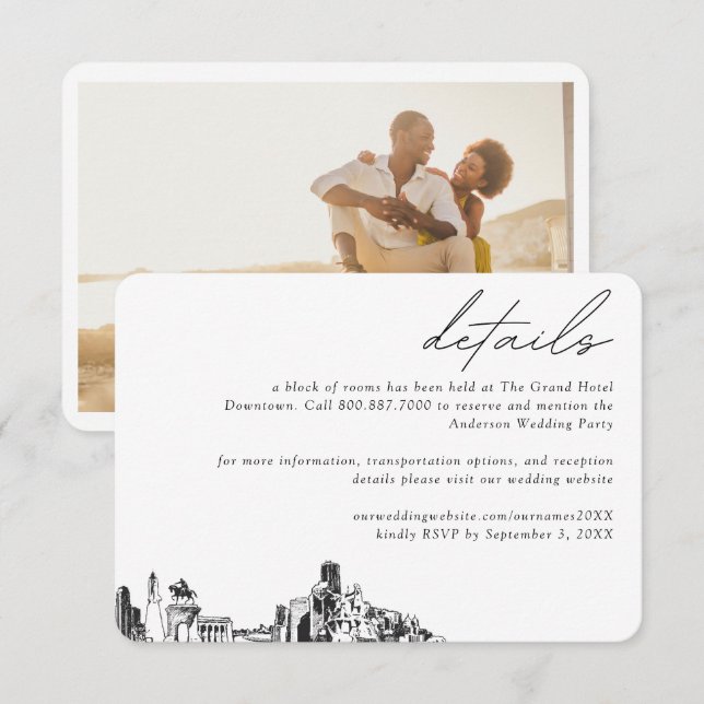 Information om blocket Houston Bröllop Hotel Room Tilläggskort (Fram/baksida)