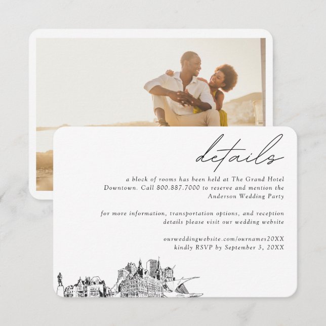 Information om blocket Milwaukee Bröllop Hotel Roo Tilläggskort (Fram/baksida)