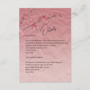 Information om Blommar för rosa Cherry Bröllop dj Tilläggskort