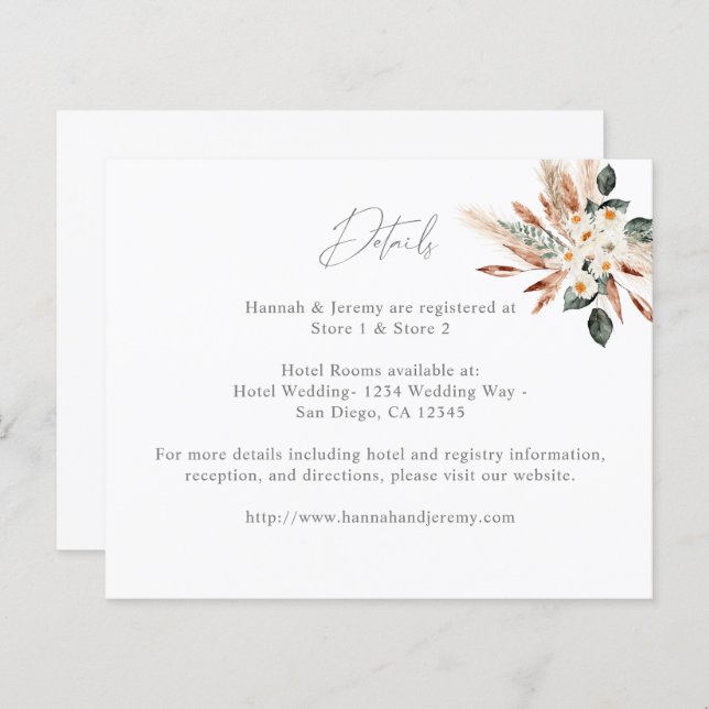 Information om Blommigt av Pampas Grass för budget (Fram/baksida)