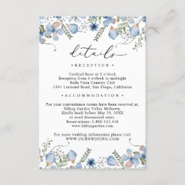 Information om blommigt Dusty Blue Bröllop Tilläggskort