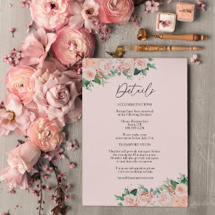 Information om Blommigt Enkel Rosa Bröllop Tilläggskort