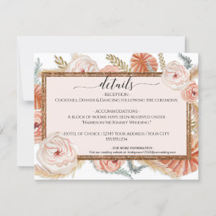 Information om blommigt Foliage Boho Desert Pampas Inbjudningar