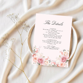 Information om Blommigt för elegant  Rosa Bröllop  Tilläggskort
