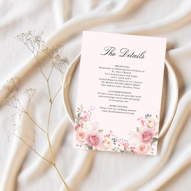 Information om Blommigt för elegant  Rosa Bröllop  Tilläggskort (Skapare uppladdad)
