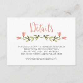 Information om Blommigt för rosa Watercolor Tilläggskort