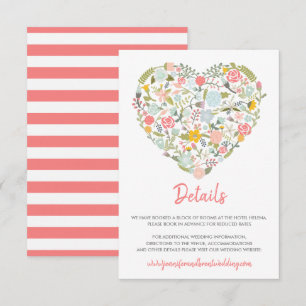 Information om blommigt Heart Bröllop Inbjudningar