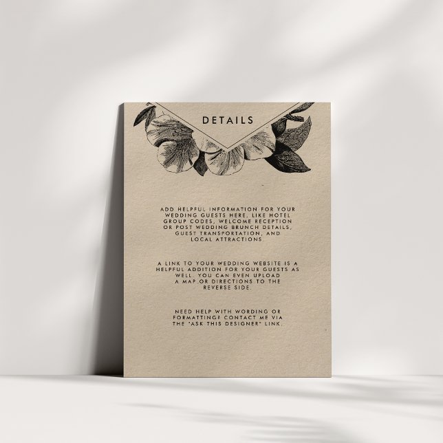 Information om blommigt Kraft Bröllop gäst Tilläggskort (Skapare uppladdad)