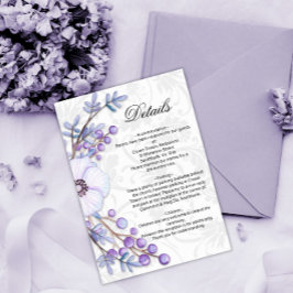 Information om blommigt Lila Bröllop Damask Tilläggskort