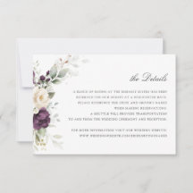 Information om blommigt Lila Greenery Bröllop Info