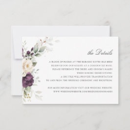 Information om blommigt Lila Greenery Bröllop Info Inbjudningar