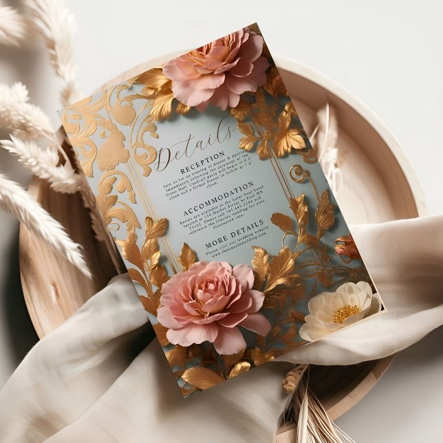 Information om blommigt med inspirerad Guld i Vint Tilläggskort (Skapare uppladdad)