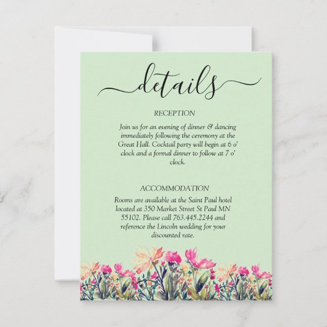 Information om blommigt Mint-Grönten QR-koden Bröl OSA Kort (Framsida)