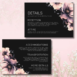 Information om blommigt Modern Elegant Black Rosa Tilläggskort