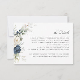Information om blommigt Navy Blue Greenery Bröllop Inbjudningar