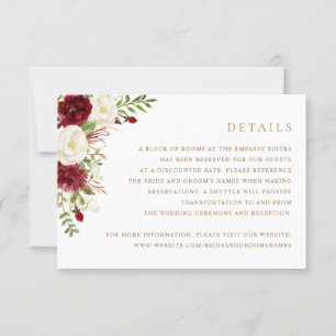 Information om blommigt Red Burgundy White Greener Inbjudningar