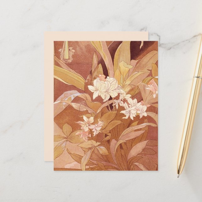 Information om Blommigten Alphonse Mucha Art nouve (Fram/Back In Situ)