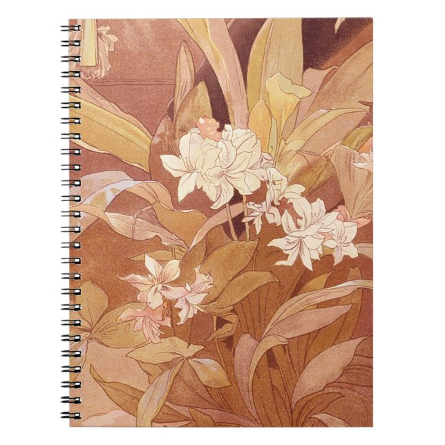 Information om Blommigten Alphonse Mucha Art nouve Anteckningsbok (Framsidan)