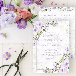 Information om Blommigten för Lilac Lavender Guld  Inbjudningar