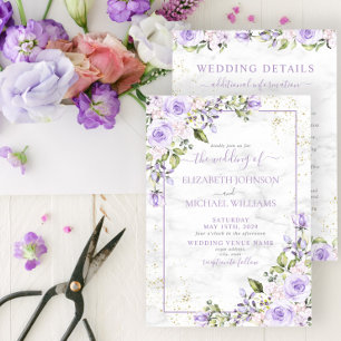 Information om Blommigten för Lilac Lavender Guld Inbjudningar