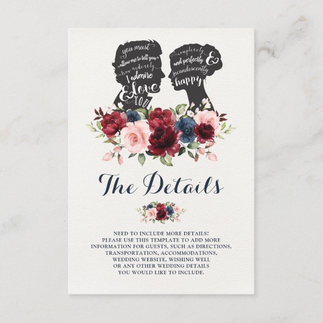 Information om Blommigten för Romantic Silhouettes Tilläggskort (Framsida)