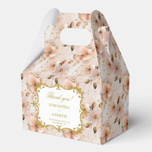 Information om Blommigten Guld chic bröllopsruta Presentaskar