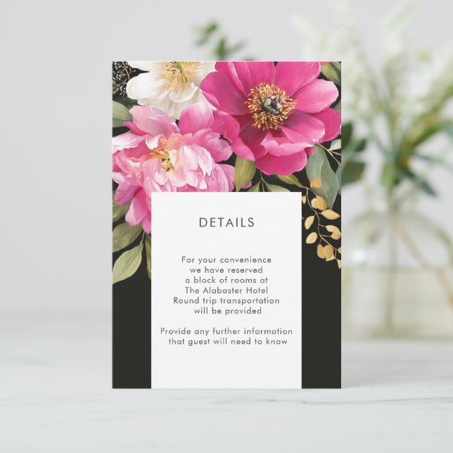 Information om Blommigten rosa och vit vattenfärg  Tilläggskort (Stående Fram)