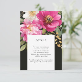 Information om Blommigten rosa och vit vattenfärg Tilläggskort