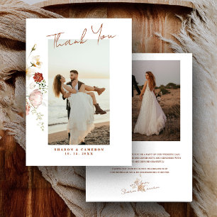 Information om Blommigten Rustic Boho Wildblomma Tack Kort