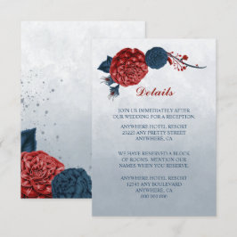 Information om blommor i marin- och burgundy-flott tilläggskort