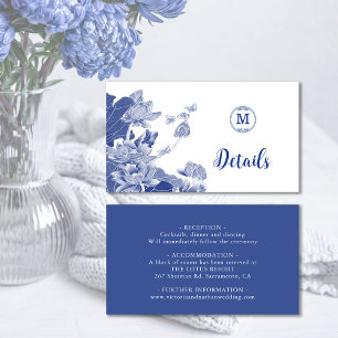 Information om Blue and White Chinoiserie Blommigt Tilläggskort