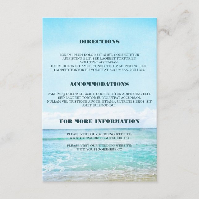 Information om Blue Beach Wedding - Information Tilläggskort (Framsida)