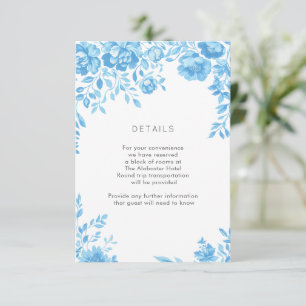 Information om Blue Blommigt Gräns Bröllop Tilläggskort