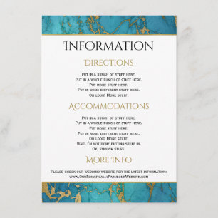 Information om Blue Guld Marble Bröllop Tilläggskort