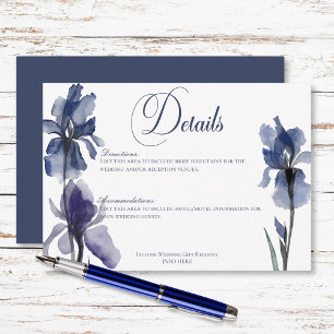 Information om Blue Iris Flowers Modern Bröllop Tilläggskort