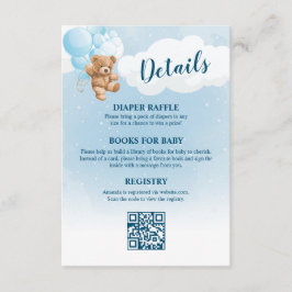 Information om Blue Nalle Baby Shower Tilläggskort