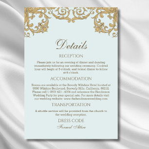 Information om Blue Ornate Rococo Vintage bröllop Tilläggskort