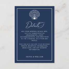 Information om Blue Seashell Beach Wedding Tilläggskort