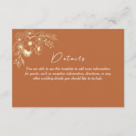 Information om Bohemian Terracotta Bröllop Tilläggskort