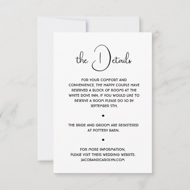 Information om Boho Black and White Minimal Bröllo Inbjudningar (Framsida)