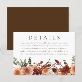 Information om Boho Blommigt Terracotta Bröllop Tilläggskort