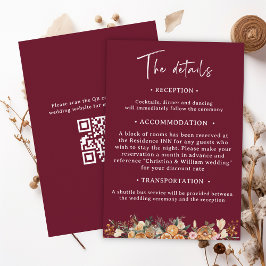 Information om Boho Burgundy Winter Helgdag Bröllo Tilläggskort