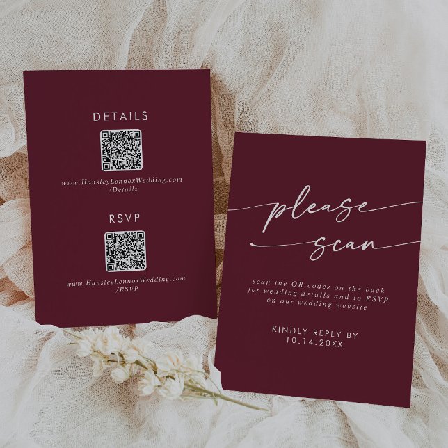 Information om Boho Chic Burgundy Red QR-kod OSA Kort (Skapare uppladdad)